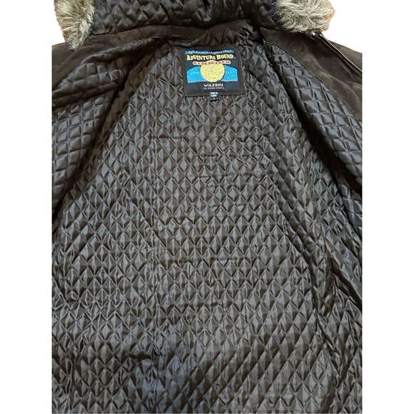 WILSONS ADVENTURE BOUND Suede Leather Coat Fur Trim Hood Sz L Womens - Picture 5 of 8